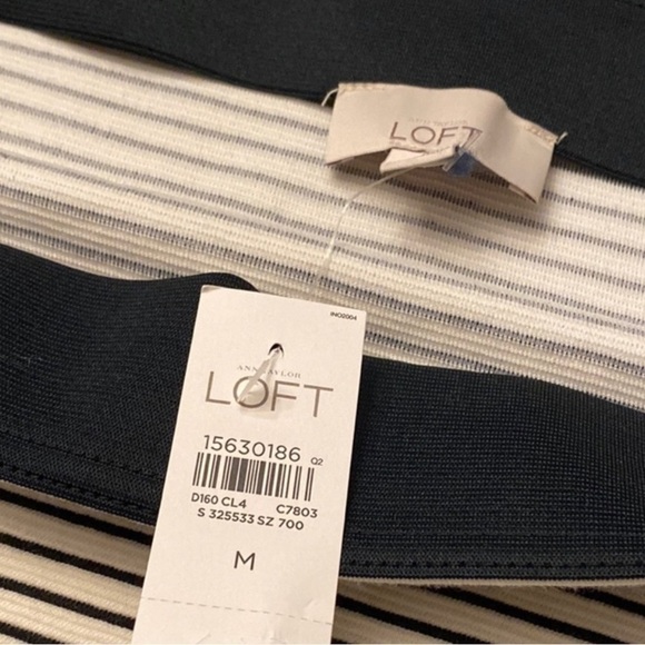 LOFT VERTICAL STRIPED ELASTIC WAIST STRETCH PONTE MINI PENCIL SKIRT NWT SZ M - Picture 9 of 9
